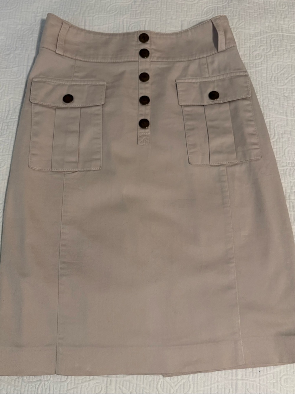 Vintage H&M Tan/Beige Military Pencil Skirt with Buttons & Removable Belt Size 4